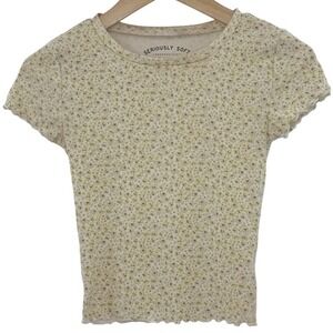 Aéropostale Seriously Soft Shrunken Tee XS Ribbed‎ Ditzy Floral Boho Girlycore
